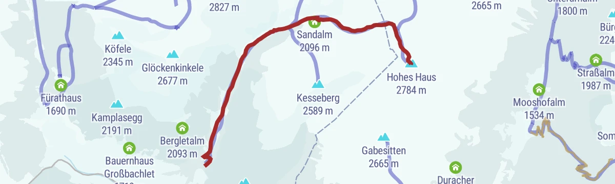 Route map: Skitour Hohes Haus 2.784m